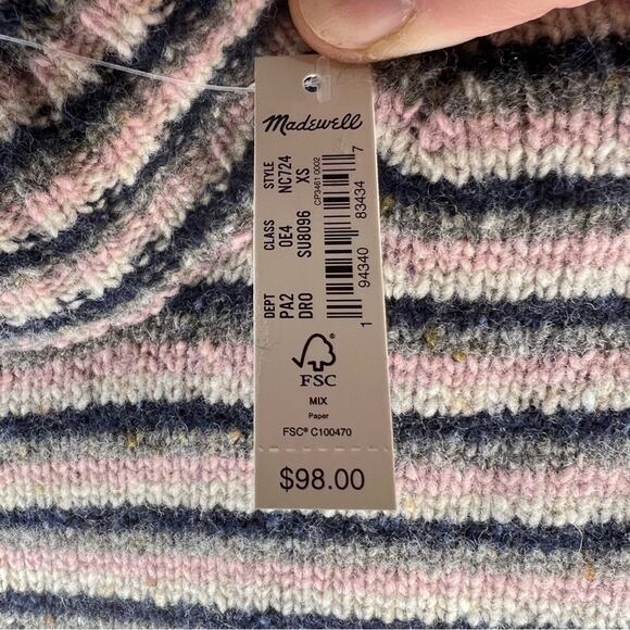 NWT MADEWELL Merrydale Pocket Pullover Sweater in Stripe XS - Picture 5 of 6